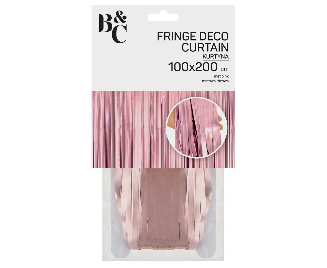 Fringe Deco Curtain B&C, mat pink, 100 x 200 cm